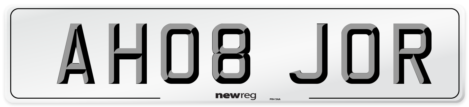 AH08 JOR Number Plate from New Reg